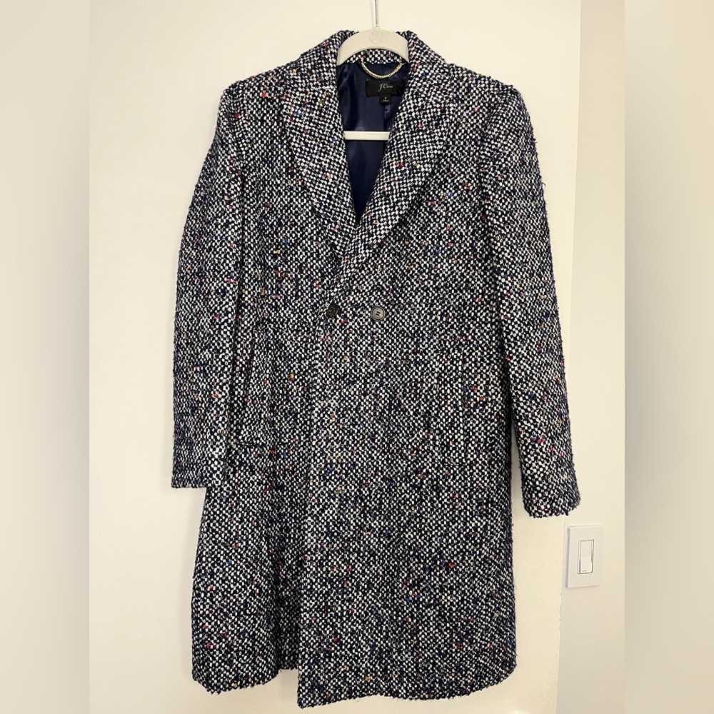 J Crew Daphne Topcoat in Dark Blue Speckle